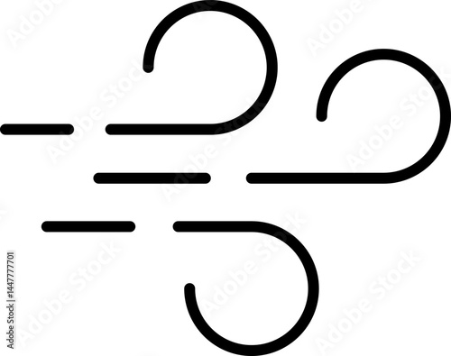 Wind stroke outline icon isolated on transparent background flat vector illustration. Air sign icon. Pixel perfect. Wind icon set. Blowing wind outline icons.