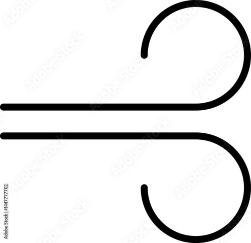 Wind stroke outline icon isolated on transparent background flat vector illustration. Air sign icon. Pixel perfect. Wind icon set. Blowing wind outline icons.