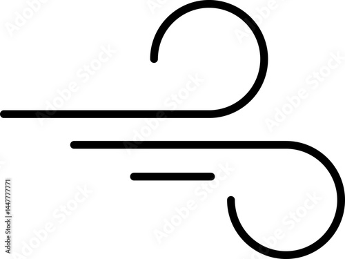 Wind stroke outline icon isolated on transparent background flat vector illustration. Air sign icon. Pixel perfect. Wind icon set. Blowing wind outline icons.