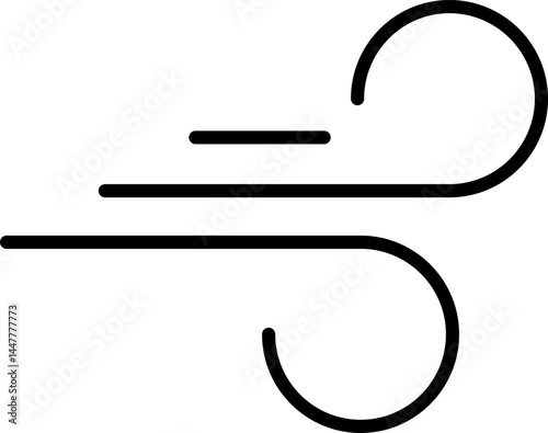Wind stroke outline icon isolated on transparent background flat vector illustration. Air sign icon. Pixel perfect. Wind icon set. Blowing wind outline icons.
