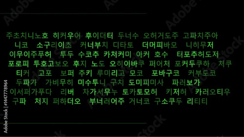 Brute Force Password Cracking Interface with Korean Characters — Cyber Hacking Animation