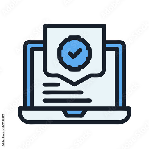 Online Insurance Certificate Icon Representing Digital Coverage and Protection
