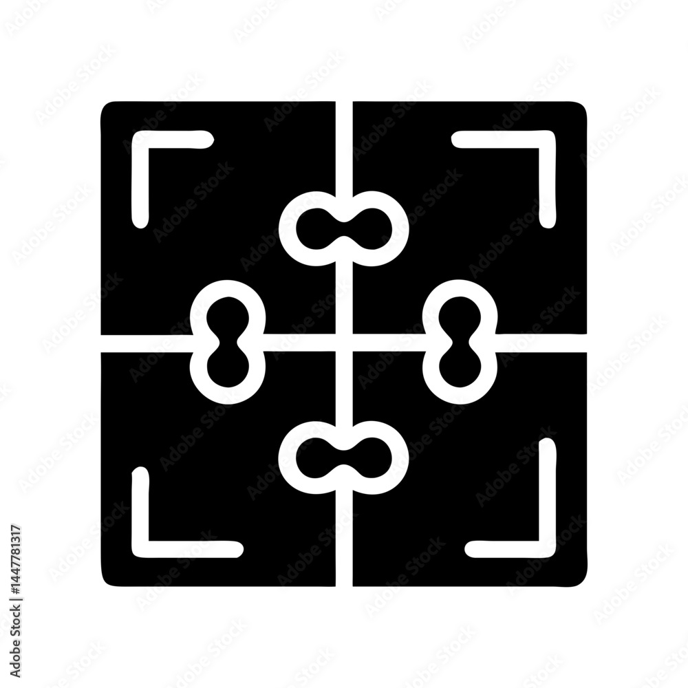Obraz premium Puzzle Grid Icon Representing Business Solution Integration and Strategic Problem-Solving
