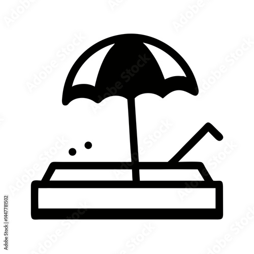 Sandbox with Sunshade Icon Representing Outdoor Play and Child's Recreation