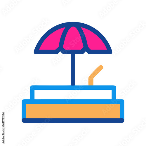 Sandbox with Sunshade Icon Representing Outdoor Play and Child's Recreation