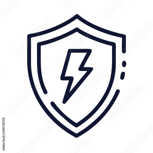 Shield with Lightning Bolt Icon Representing Business Protection and Power