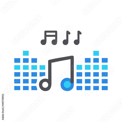 Sound Equalizer with Note Icon Representing Party Music and Audio Entertainment