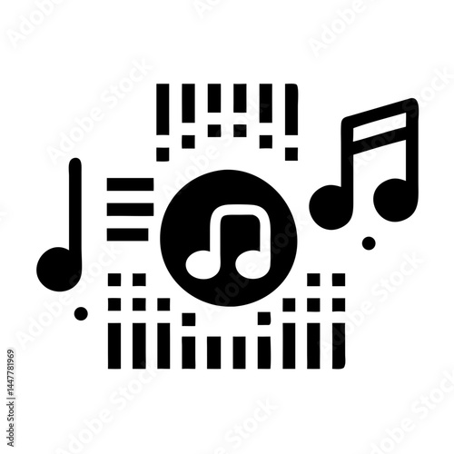 Sound Equalizer with Note Icon Representing Party Music and Audio Entertainment