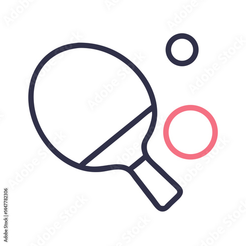 Table Tennis Paddle and Ball Icon Representing Sports and Recreational Play