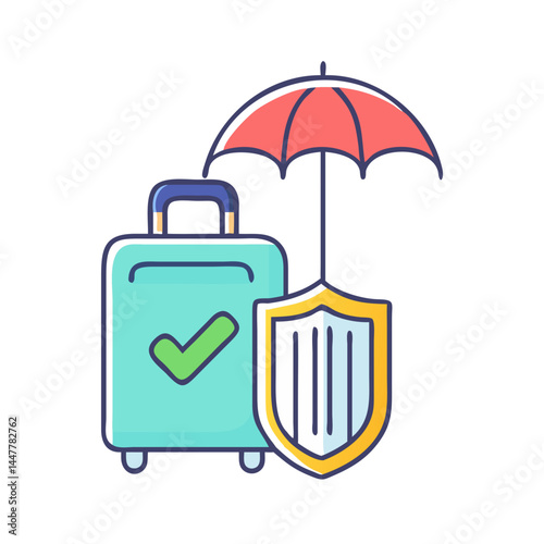 Travel Luggage Insurance Icon Representing Protection and Security for Personal Belongings