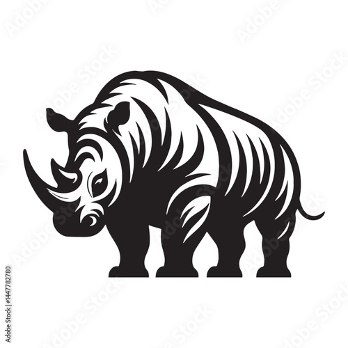 Polished charging rhinoceros silhouette vector perfect for sleek design assets – charging rhinoceros silhouette – rhinoceros vector – rhinoceros illustration – silhouette of rhinoceros

