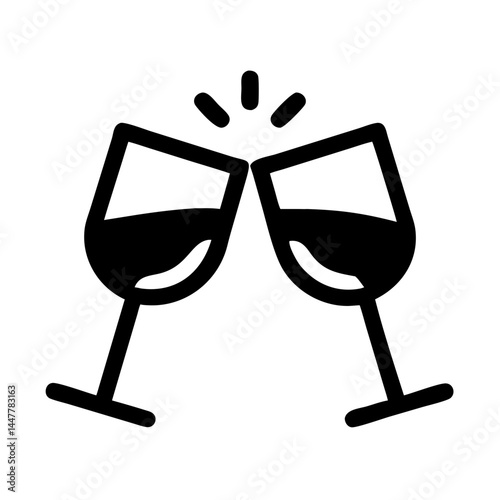 Wine Glasses Clinking Icon Representing Toast and Celebration