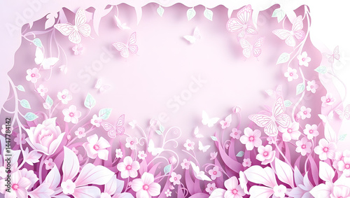 Enchanted Paper Cut Garden Delicate Flowers & Butterflies