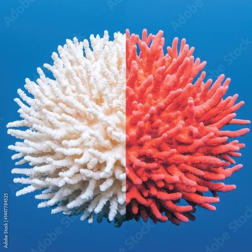 Contrast of White and Red Coral in Clear Blue Ocean Water