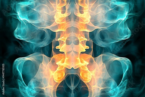 Obraz na płótnie Pain of disorder - tailbone pain: abstract image of health condition. Depression and pain. Medical examination. Mental struggle. Metaphorical tailbone pain emotions of a and suffering. w salonie