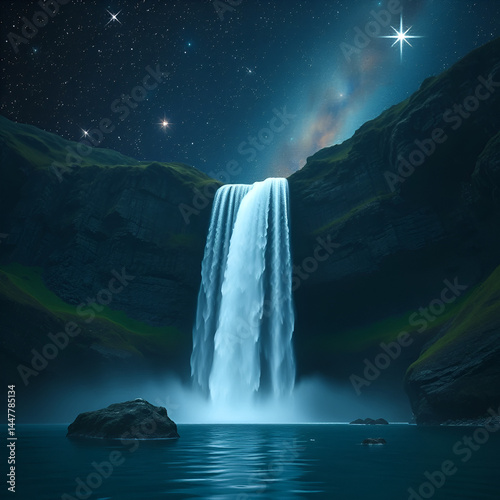 Interstellar waterfall haven stars and water meld
