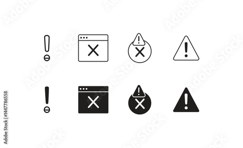 Set of Warning and Error Icons for UI Design - Vector Collection