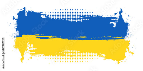 Ukraine Flag with Brush Concept. Flag of Ukraine in Grunge Style. Pray for Ukraine. Hand Painted Brush Flag of Ukraine Country