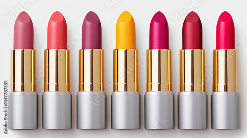 Colorful lipstick collection, beauty products
