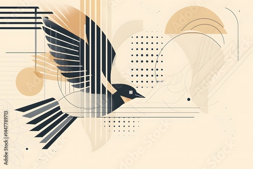 abstract bird in a geometric minimalism style with modern stylized vector illustration and artistic composition