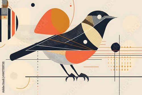 abstract bird in a geometric minimalism style with modern stylized vector illustration and artistic composition