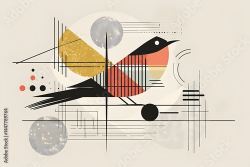abstract bird in a geometric minimalism style with modern stylized vector illustration and artistic composition