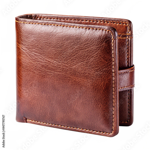 brown leather wallet isolated on transparent background