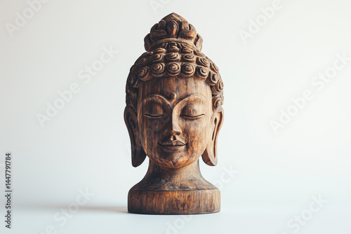 traditional wooden statue on white background seamlees