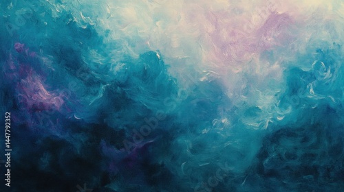 Wallpaper Mural Abstract seascape, showcasing fluid transitions of teal,  purple, and pale hues. Torontodigital.ca
