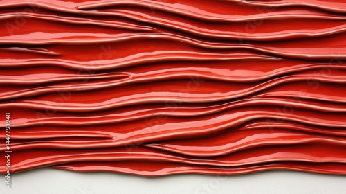 Abstract Red Waves Texture with Glossy Finish for Modern Design