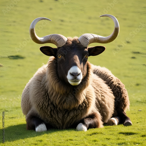 Brown sheep with horns
