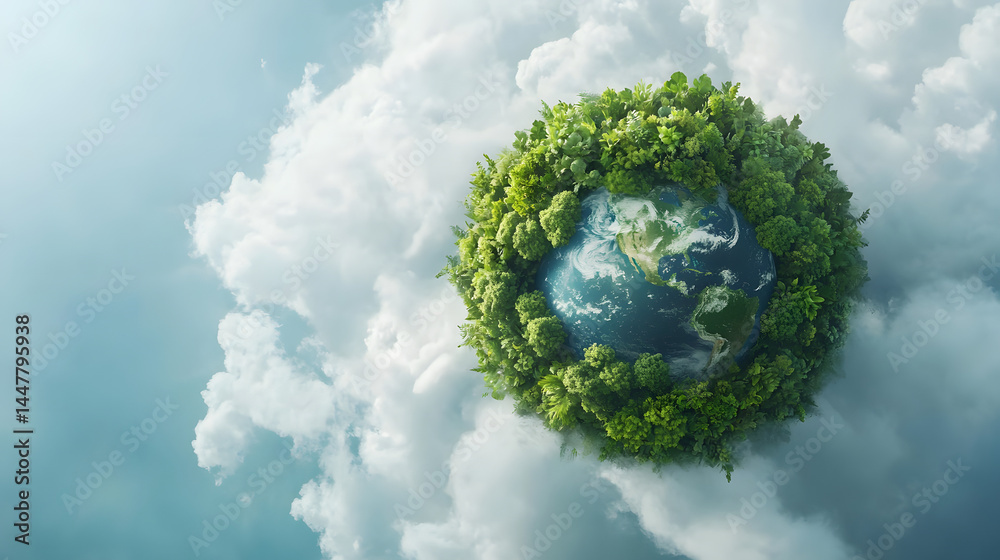 green planet with clouds green planet with clouds