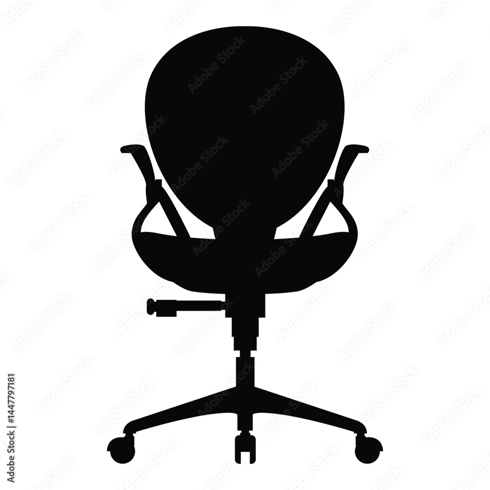 round design front and back view office chair silhouette vector flat illustration design round design front and back view office chair silhouette vector flat illustration design