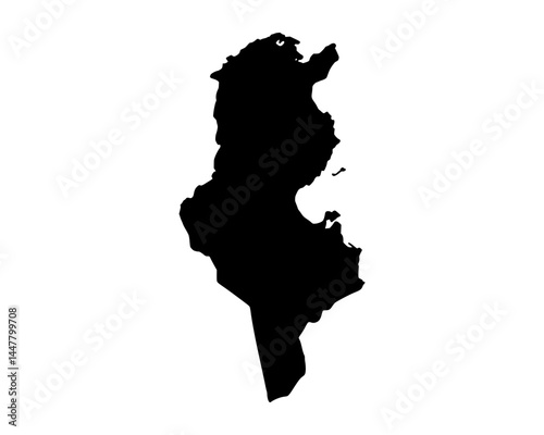 High detailed black illustration map - Tunisia