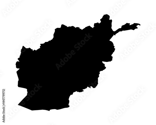 High detailed black illustration map - Afghanistan