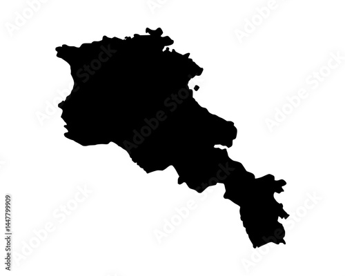 High detailed black illustration map - Armenia