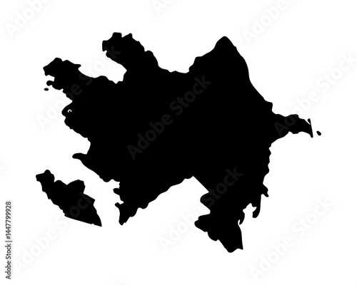 High detailed black illustration map - Azerbaijan