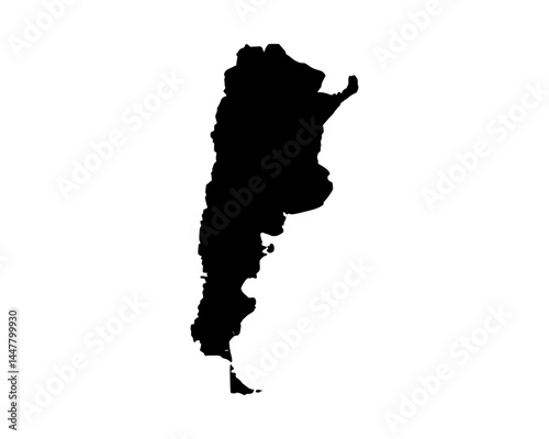 High detailed black illustration map - Argentina