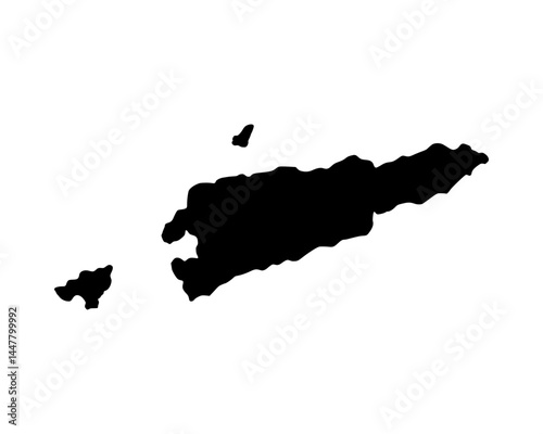 High detailed black illustration map - East Timor