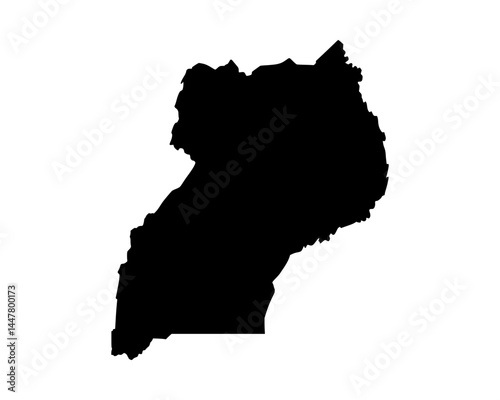 Uganda Black Silhouette Map Illustration