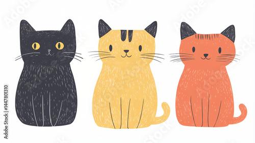 illustration of three funky cats 