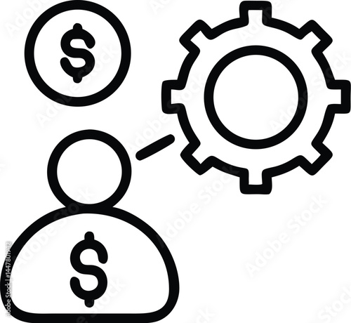 Operation management and business administration editable stroke outline icons  isolated on white background flat vector illustration