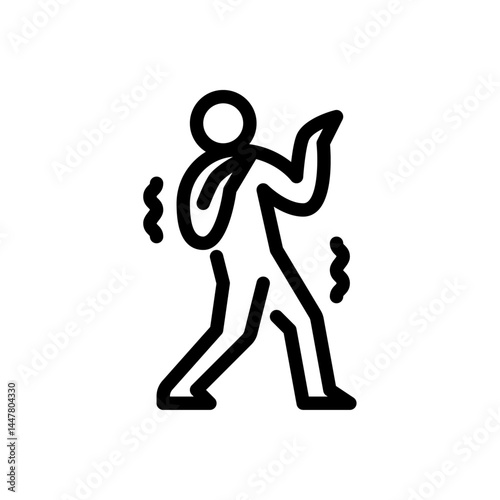 fear gesture outline icon. stick figure scared line art illustration.