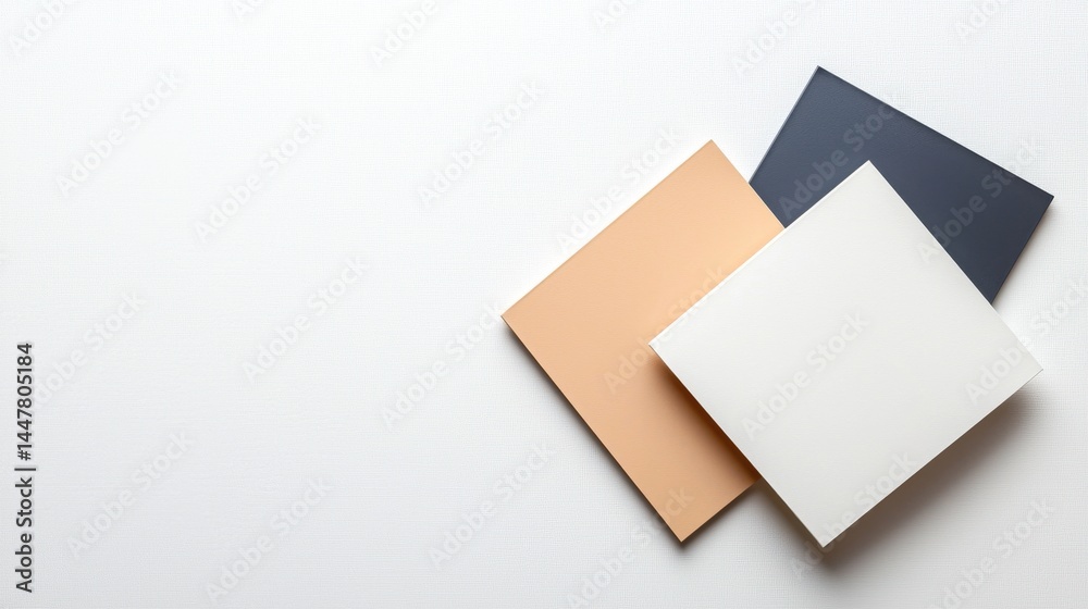 Three square color samples in muted peach beige grey tones sit overlapping on a bright white background offe a clean minimalist design aesthetic perfect for ing or Three square color samples in muted peach beige grey tones sit overlapping on a bright white background offe a clean minimalist design aesthetic perfect for ing or