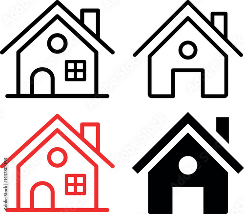 Neon Red and black color Home icon. bright House sign. Neon Outline Building icon. Web home flat icon for apps and websites. Home, House, Building symbol. Vector
