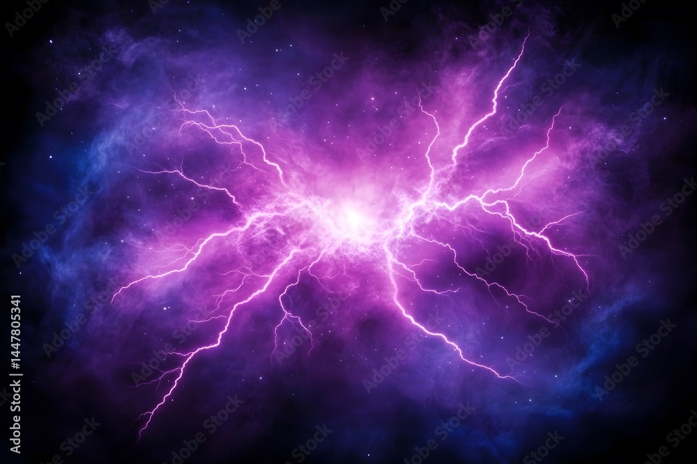 Vivid Purple Cosmic Lightning Storm in a Nebula Space Background Image Vivid Purple Cosmic Lightning Storm in a Nebula Space Background Image