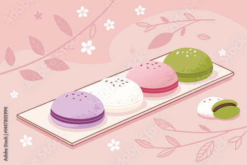 Create a vibrant vector banner background featuring delicately floating Japanese design elements, ideal for website headers or social media posts.