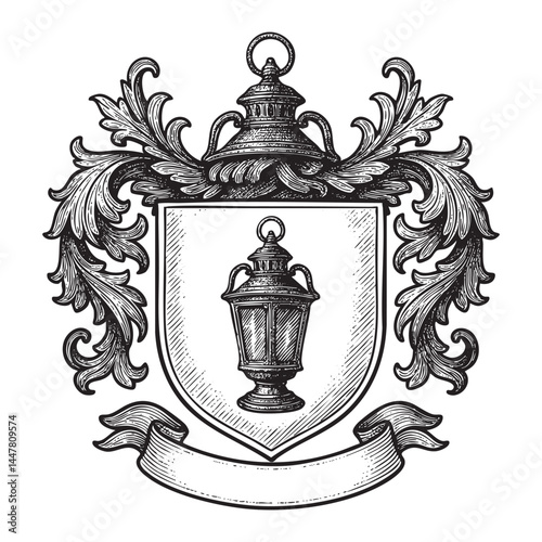 heraldic family crest vector illustration