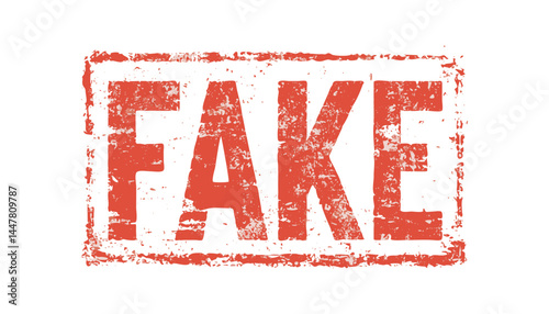 Fake Stamp, Red Grunge Mark, False Notification, Fraudulent Document Text Illustration