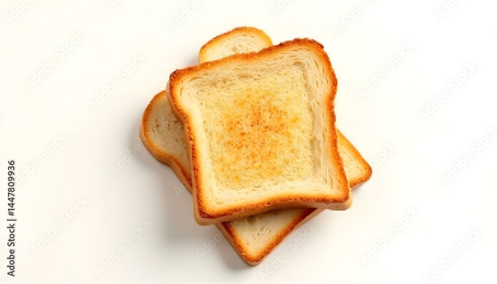 Toasted Bread on white background; top; view Toasted Bread on white background; top; view